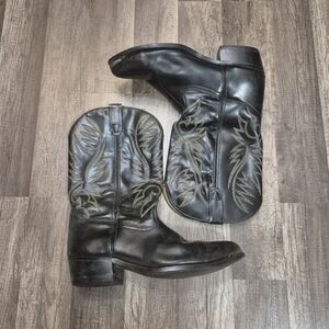 Vintage Hy-Test Black Working Men's Cowboy Boots with Steel Toe Size 11